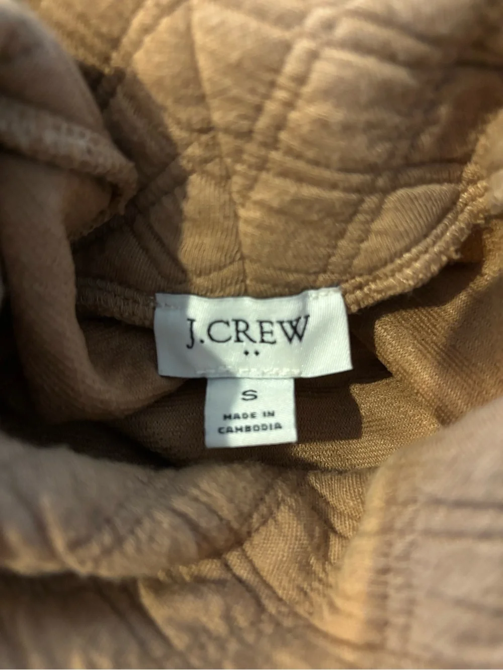 J. Crew Quilted Turtleneck Sweater - Tan Brown